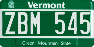 VT license plate ZBM545