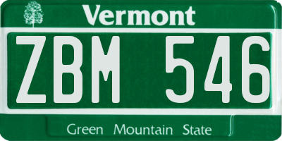VT license plate ZBM546