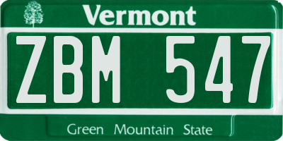 VT license plate ZBM547