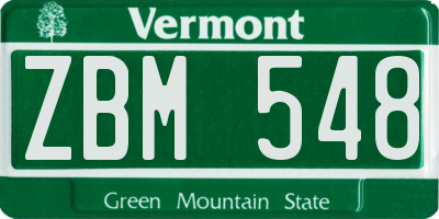 VT license plate ZBM548