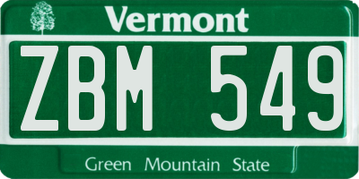 VT license plate ZBM549