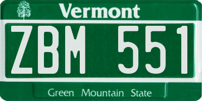 VT license plate ZBM551