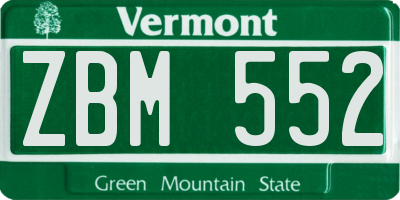 VT license plate ZBM552