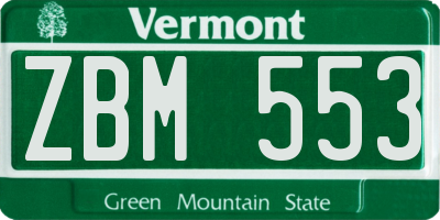 VT license plate ZBM553