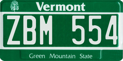 VT license plate ZBM554
