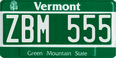VT license plate ZBM555