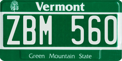 VT license plate ZBM560
