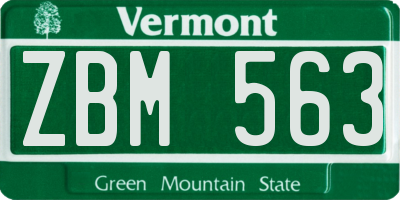 VT license plate ZBM563