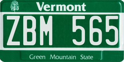 VT license plate ZBM565
