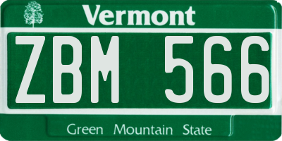 VT license plate ZBM566