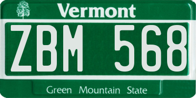 VT license plate ZBM568