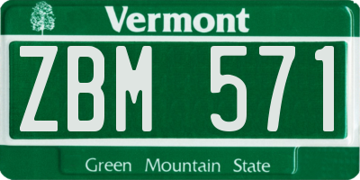VT license plate ZBM571