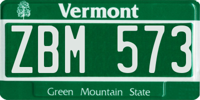 VT license plate ZBM573