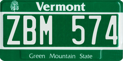 VT license plate ZBM574