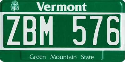 VT license plate ZBM576