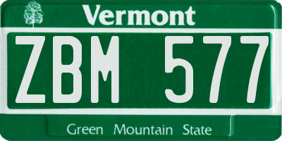 VT license plate ZBM577