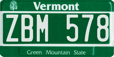 VT license plate ZBM578