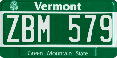 VT license plate ZBM579