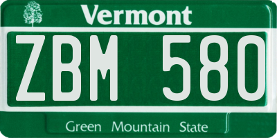 VT license plate ZBM580