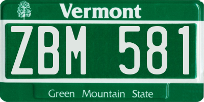 VT license plate ZBM581