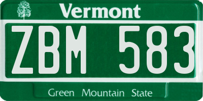 VT license plate ZBM583