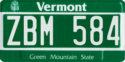 VT license plate ZBM584