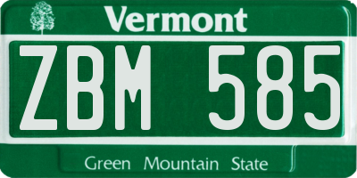 VT license plate ZBM585