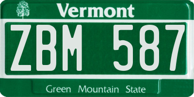 VT license plate ZBM587