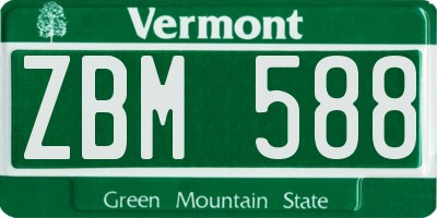 VT license plate ZBM588