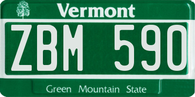 VT license plate ZBM590