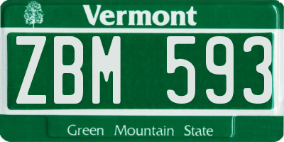 VT license plate ZBM593