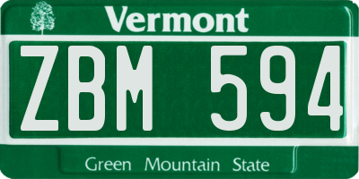 VT license plate ZBM594