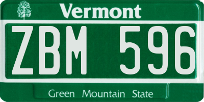 VT license plate ZBM596