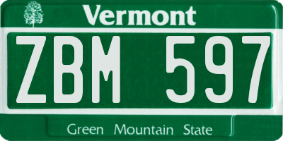 VT license plate ZBM597