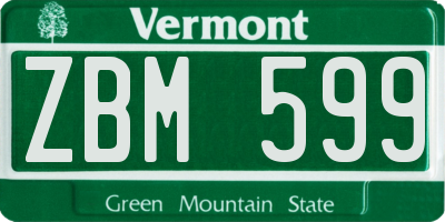 VT license plate ZBM599