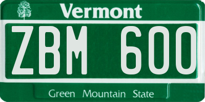 VT license plate ZBM600