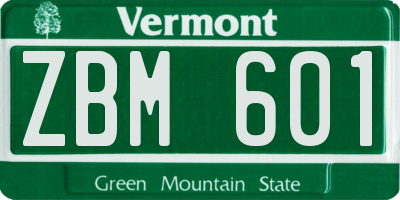 VT license plate ZBM601