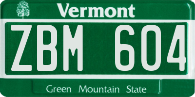 VT license plate ZBM604