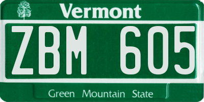 VT license plate ZBM605