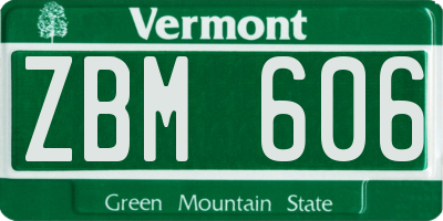 VT license plate ZBM606