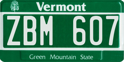 VT license plate ZBM607