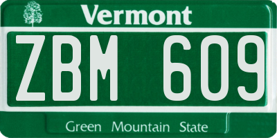 VT license plate ZBM609