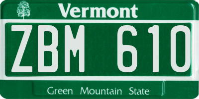 VT license plate ZBM610