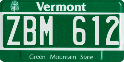 VT license plate ZBM612