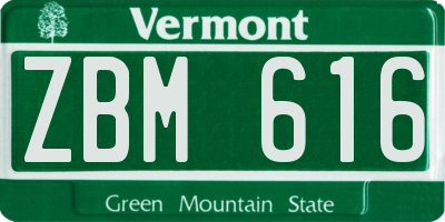 VT license plate ZBM616