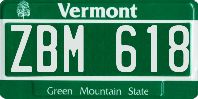 VT license plate ZBM618