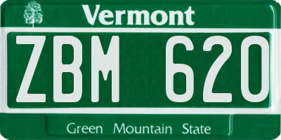 VT license plate ZBM620
