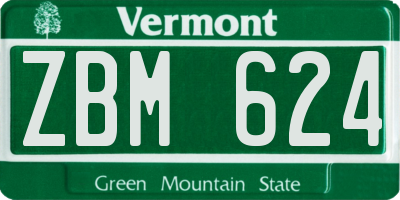 VT license plate ZBM624
