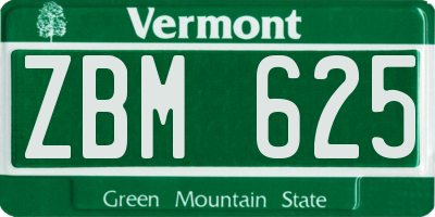 VT license plate ZBM625
