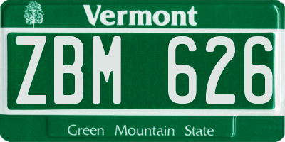 VT license plate ZBM626